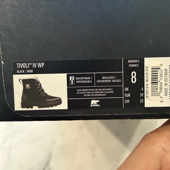 Sorel Tivoli IV Black Boots with White Accents - Picture 2 of 6